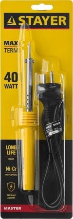 Электропаяльник STAYER 40 Вт, конус, с пластиковой рукояткой, MAXTerm по цене 760 руб. купить в Воронеже.