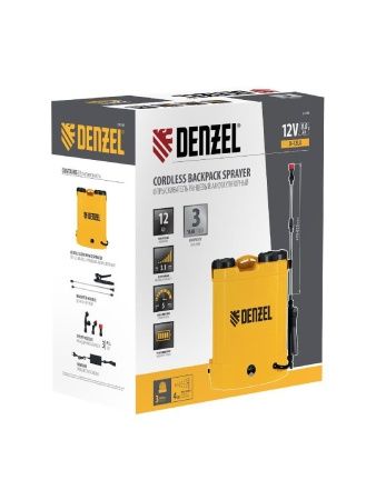 Опрыскиватель ранцевый аккумуляторный D-12LA, 12 л, 12 В, 8 Ач Denzel по цене 4 600 руб. купить в Воронеже.