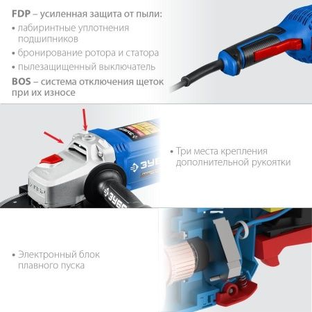УШМ ЗУБР Профессионал, УШМ-П230-2200 п, 230 мм, 2200 Вт по цене 12 250 руб. купить в Воронеже.