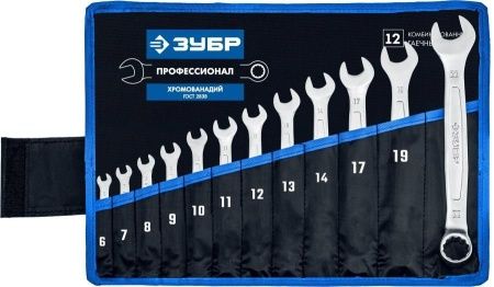 Набор комбинированных гаечных ключей 12 шт, 6 - 22 мм, ЗУБР, 27087-H12_z01