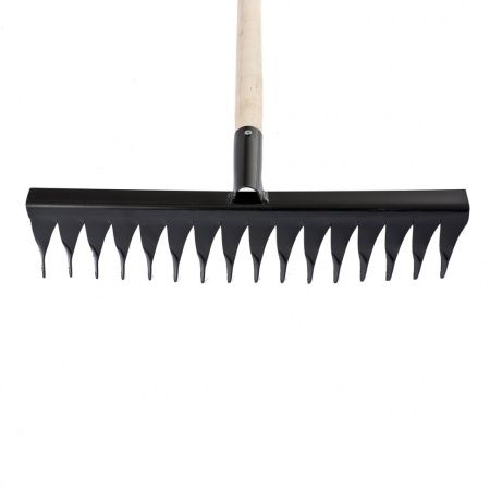 Грабли стальные, 420 х 1300 мм, 16 витых зубьев, деревянный черенок, Россия, Сибртех по цене 473 руб. купить в Воронеже.