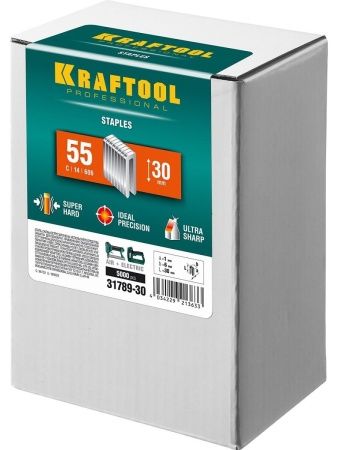 KRAFTOOL тип 18GA (55/90/C) 30 мм, 5000 шт, скобы для степлера (31789-30)