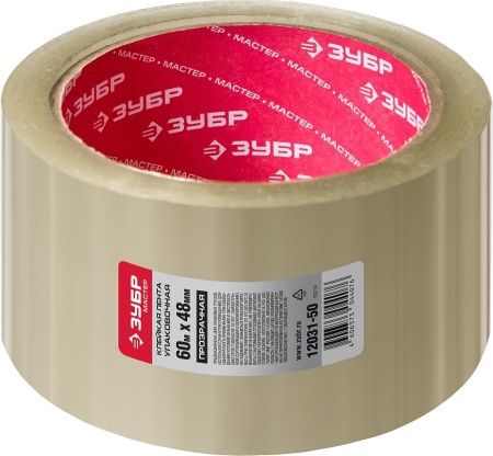 Клейкая лента, ЗУБР Мастер 12031-50, прозрачная, 48мм х 60м по цене 155 руб. купить в Воронеже.