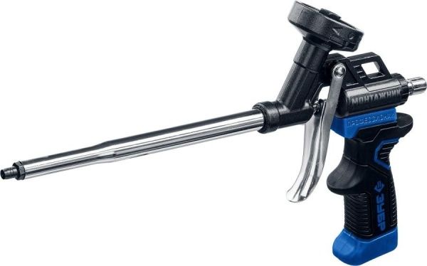 ЗУБР МОНТАЖНИК профессиональный пистолет для монтажной пены, с тефлоновым покрытием корпуса и сопла.