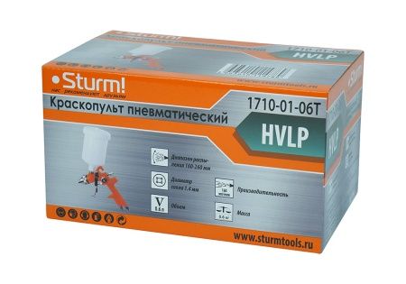 Краскопульт пневматический 600 г, HVLP, верхний бачок, сопло 1, 4 мм Sturm! по цене 1 790 руб. купить в Воронеже.