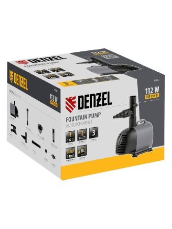 Насос фонтанный FNP110-34, 112 Вт, подъем 3,4 м, 3400 л/ч, колокольчик/каскад/гейзер Denzel по цене 5 040 руб. купить в Воронеже.