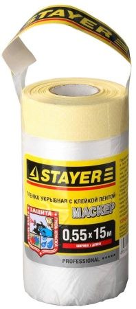 Пленка STAYER ″PROFESSIONAL″ защитная с клейкой лентой ″МАСКЕР″, HDPE, 9мкм, 0,55х15м