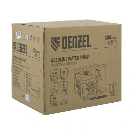 Мотопомпа бензиновая для чистой воды PX-50, 7 л.с, 2", 600 л/мин, глубина 8 м, напор 30 м Denzel по цене 17 430 руб. купить в Воронеже.