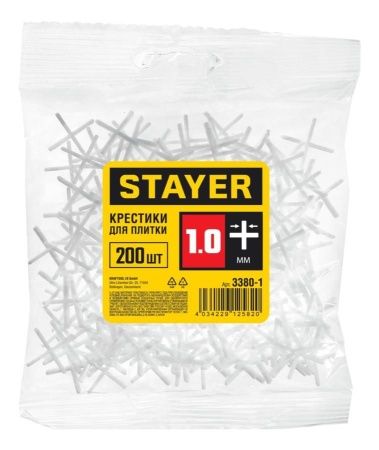STAYER 1мм крестики для плитки, 200шт по цене 52 руб. купить в Воронеже.