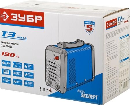Инвертор сварочный, ЗУБР Профессионал ЗАС-Т3-190, 190А, MMA,IGBT,Форсаж дуги,Горячий старт,Антиприлипание эл-да,ПВ-60%,220В (мин 160В) по цене 6 170 руб. купить в Воронеже.