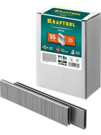 KRAFTOOL тип 18GA (55/90/C) 25 мм, 5000 шт, скобы для степлера (31789-25)
