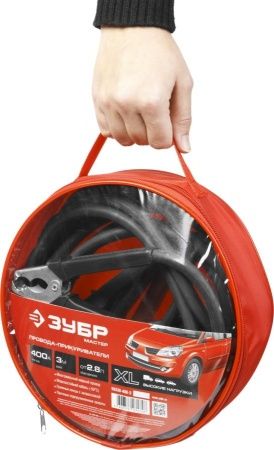 Пусковые провода 400 А, 3 м, морозостойкие, в сумке, ЗУБР по цене 3 550 руб. купить в Воронеже.