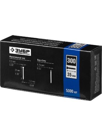 ЗУБР тип 18GA (47/300/F) 35 мм, 5000 шт, гвозди для нейлера, Профессионал (31830-35) по цене 1 190 руб. купить в Воронеже.