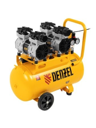 Компрессор безмасляный, малошумный DLS 1500/50, 1500 ВТ, 2x750, 50 л, 260 л/мин Denzel