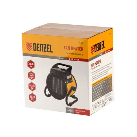 Тепловая пушка, керамический нагреватель (тепловентилятор) DHC 2-100, 230 В, 0.025/1/2 кВт Denzel по цене 2 320 руб. купить в Воронеже.