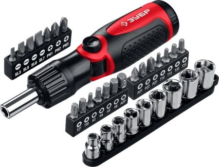 ЗУБР Универсал-31 набор: реверсивно-рычажная отвертка с насадками 31 шт по цене  купить в Воронеже.