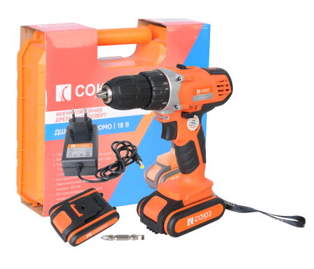 Аккумуляторный шуруповерт СОЮЗ ДШС-18-2К-ПРОМО по цене 2 740 руб. купить в Воронеже.