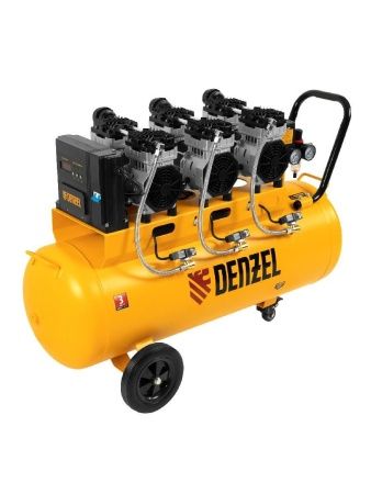 Компрессор безмасляный, малошумный  DLS 2250/100, 2250 Вт, 3x750, 100 л, 410 л/мин блок управления/ Denzel
