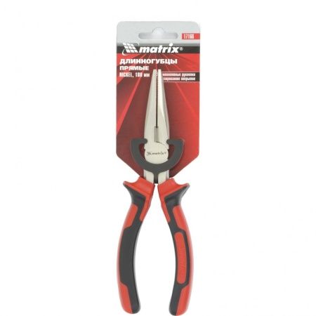 Длинногубцы прямые Nickel, 180 мм, никелированные, двухкомпонентные рукоятки Matrix по цене 413 руб. купить в Воронеже.