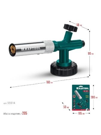 KRAFTOOL KG-1000 цельнометаллическая с пьезоподжигом, газовая горелка на баллон (55514) по цене 2 050 руб. купить в Воронеже.