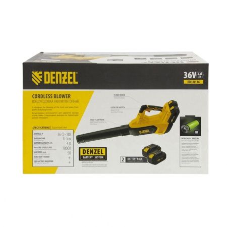 Воздуходувка аккумуляторная RB180-36, Li-ion, 36 В, 4 Ач, 180 км/ч, 820 м3/ч Denzel по цене 24 950 руб. купить в Воронеже.