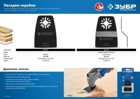 Насадка шабер ступенчатая из cтали У8А, 50 x 25 мм, ЗУБР Профессионал, ШС-50 по цене 192 руб. купить в Воронеже.