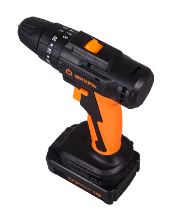 Дрель-шуруповерт ДА-18Л-2КУ/Б (2,0 А/ч) (бесщеточный двигатель) Вихрь по цене 6 490 руб. купить в Воронеже.