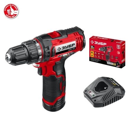 ЗУБР 12В, 1 АКБ (2Ач), в коробке, дрель-шуруповерт. ДШЛ-125-21 по цене 4 830 руб. купить в Воронеже.