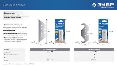ЗУБР А24 трапециевидные лезвия, 5 шт по цене 125 руб. купить в Воронеже.