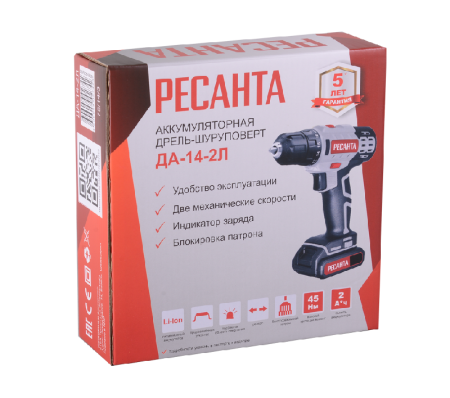 Дрель-шуруповерт аккумуляторная Ресанта ДА-14-2Л по цене 3 490 руб. купить в Воронеже.