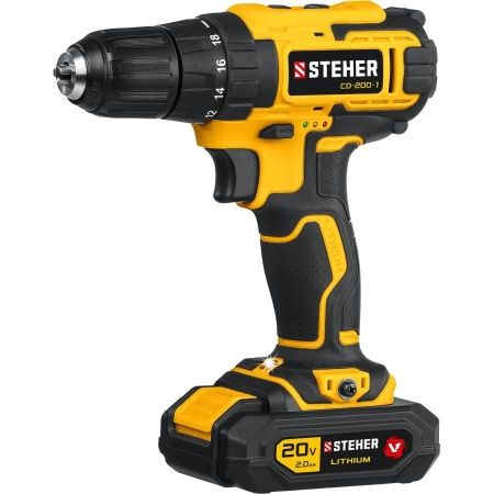 STEHER 20В, 1 АКБ (2Ач), в кейсе, дрель-шуруповерт. CD-200-1 по цене 2 590 руб. купить в Воронеже.
