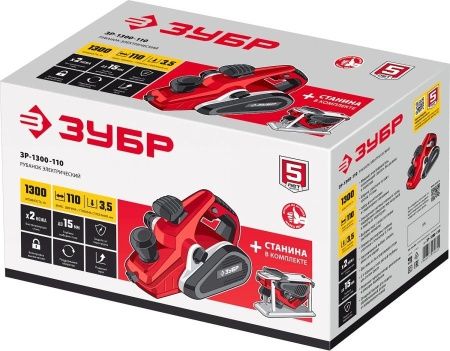 Рубанок электрический (электрорубанок), ЗУБР ЗР-1300-110, станина, глубина 3.5 мм, 16000 об/мин, 110 мм, 1300 Вт по цене 11 720 руб. купить в Воронеже.
