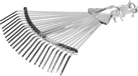 Усиленные веерные грабли металлические GRINDA GR-44rx 22 плоских зубца регулируемая ширина 300-440 мм