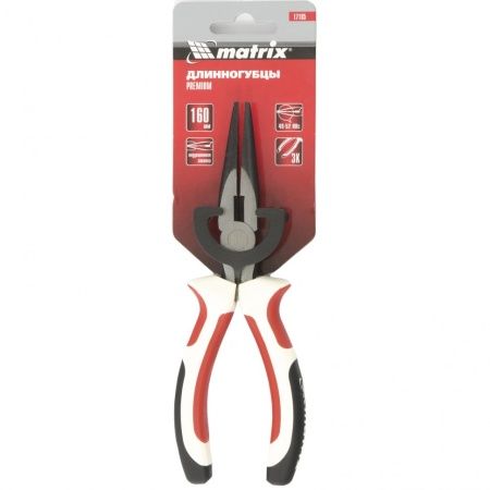 Длинногубцы прямые Premium, 160 мм, трехкомпонентные рукоятки Matrix по цене 422 руб. купить в Воронеже.