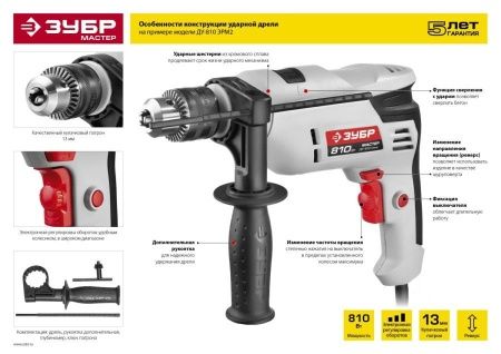 ЗУБР 810 Вт ударная дрель по цене 4 160 руб. купить в Воронеже.