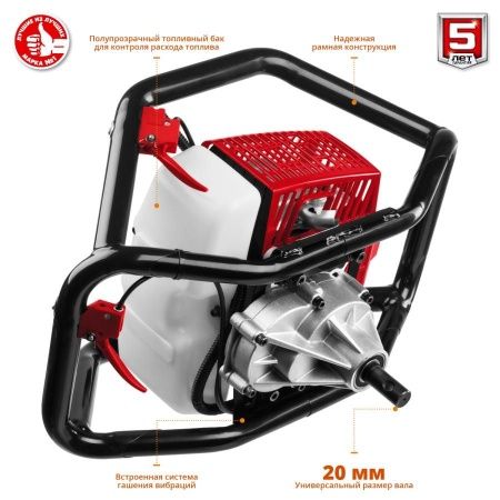 Мотобур (бензобур) со шнеком, d=60-300 мм, 71 см3, 2 оператора, ЗУБР по цене 23 450 руб. купить в Воронеже.