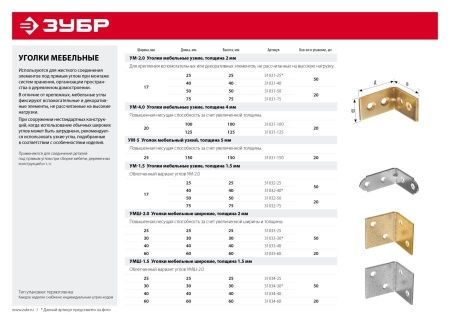 Уголок мебельный узкий УМ-1.5, 75х75х17 х 1.5мм, белый цинк, ЗУБР по цене 17 руб. купить в Воронеже.
