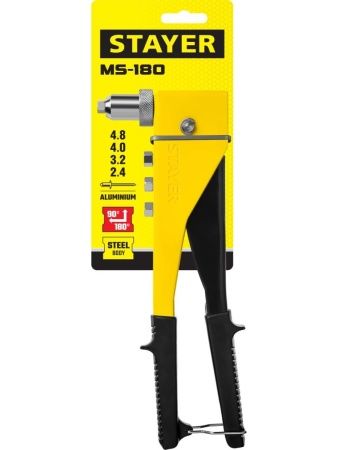 STAYER MS-180, 90 - 180°, 2.4 - 4.8 мм, 260 мм, переставной заклёпочник (3107) по цене 740 руб. купить в Воронеже.