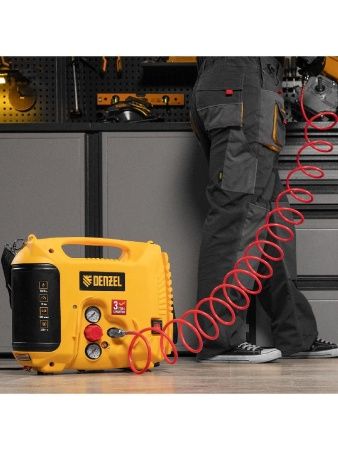 Компрессор воздушный DL1300, 10 бар, 1,3 кВт 180 л/мин 5 л, с набором аксессуаров Denzel по цене 18 050 руб. купить в Воронеже.