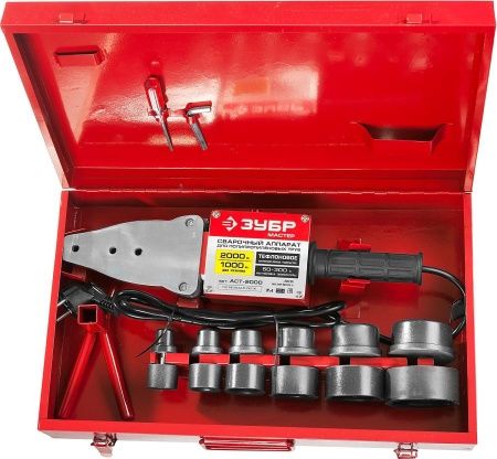 Сварочный аппарат (паяльник) для полипропиленовых труб, ЗУБР Мастер АСТ-2000, 1000/2000Вт, 50-300С, насадки 20, 25, 32, 40, 50, 63мм, мет. кейс, 220В по цене 5 180 руб. купить в Воронеже.
