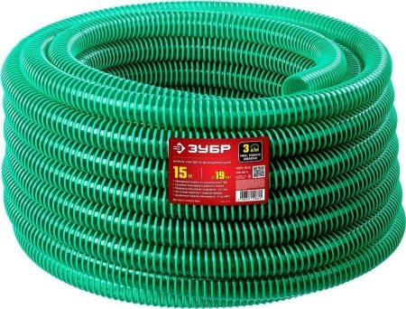 ЗУБР 19 мм x 15 м, 3 атм, со спиралью ПВХ, напорно-всасывающий шланг (40325-19-15) по цене 1 150 руб. купить в Воронеже.