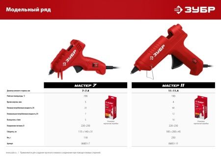 ЗУБР d 7 мм, выход клея 5 г/мин, электрический термоклеевой пистолет (06851-7) по цене 610 руб. купить в Воронеже.