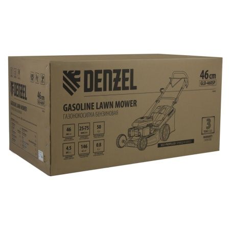 Газонокосилка бензиновая GLD-460SP, 146 куб.см, ширина 46 см, привод 7 уровней, травосборник 50 л Denzel по цене 32 660 руб. купить в Воронеже.