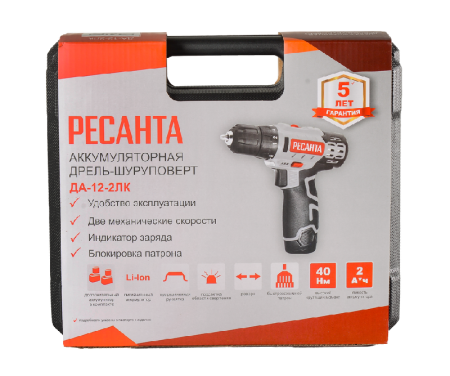 Дрель-шуруповерт аккумуляторная Ресанта ДА-12-2ЛК по цене 3 890 руб. купить в Воронеже.