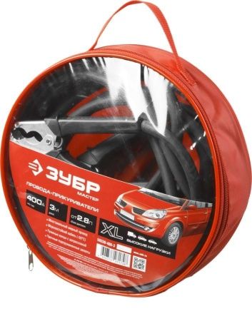 Пусковые провода 400 А, 3 м, морозостойкие, в сумке, ЗУБР по цене 3 550 руб. купить в Воронеже.