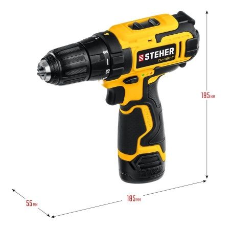 STEHER 12В, 2 АКБ (2Ач), в кейсе, дрель-шуруповерт. CD-120-2 по цене 2 660 руб. купить в Воронеже.