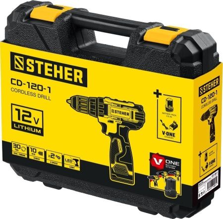 STEHER 12В, 2 АКБ (2Ач), в кейсе, дрель-шуруповерт. CD-120-2 по цене 2 660 руб. купить в Воронеже.