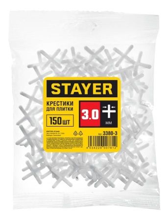 STAYER 3мм крестики для плитки, 150шт по цене 52 руб. купить в Воронеже.