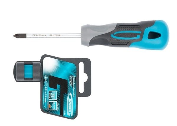 Отвертка PZ1 x 75 мм, S2, трехкомпонентная ручка Gross