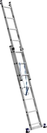 Двухсекционная лестница СИБИН, 7 ступеней, со стабилизатором, алюминиевая по цене 8 670 руб. купить в Воронеже.